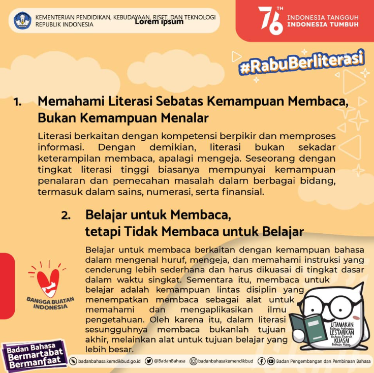 5 Penyebab Rendahnya  Kemampuan Literasi di Indonesia 1 & 2