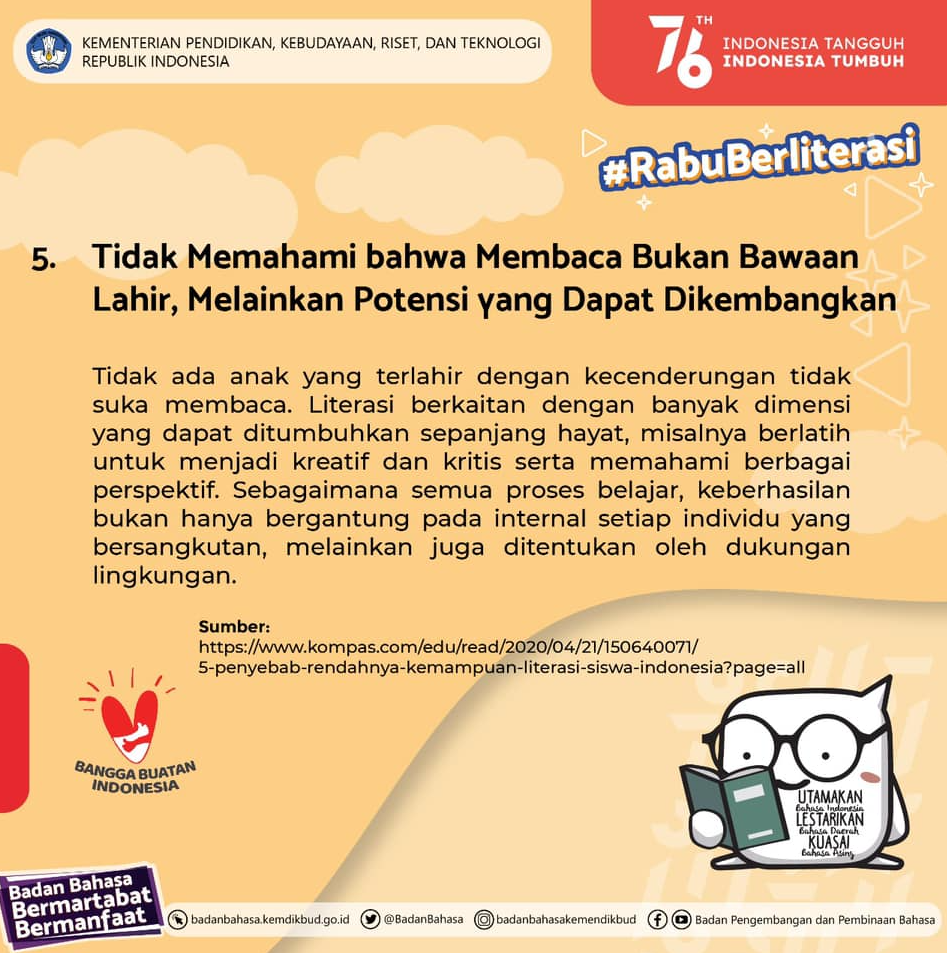 5 Penyebab Rendahnya  Kemampuan Literasi di Indonesia 5